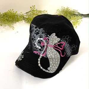 Kitty cat rhinestone hat.